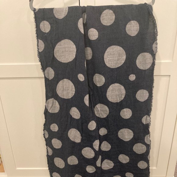 Grey and Navy Polka Dot Scarf - Picture 2 of 5